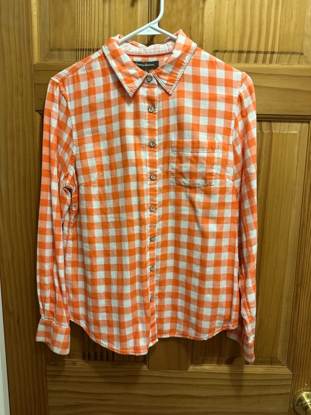 Tommy Bahama Orange and White Gingham Button-Down Shirt